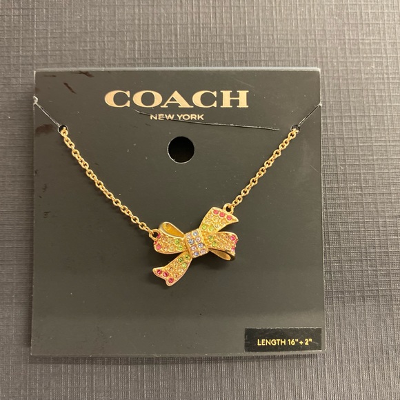 Coach Pave Rainbow Ribbon Necklace 16-18” - Picture 2 of 10